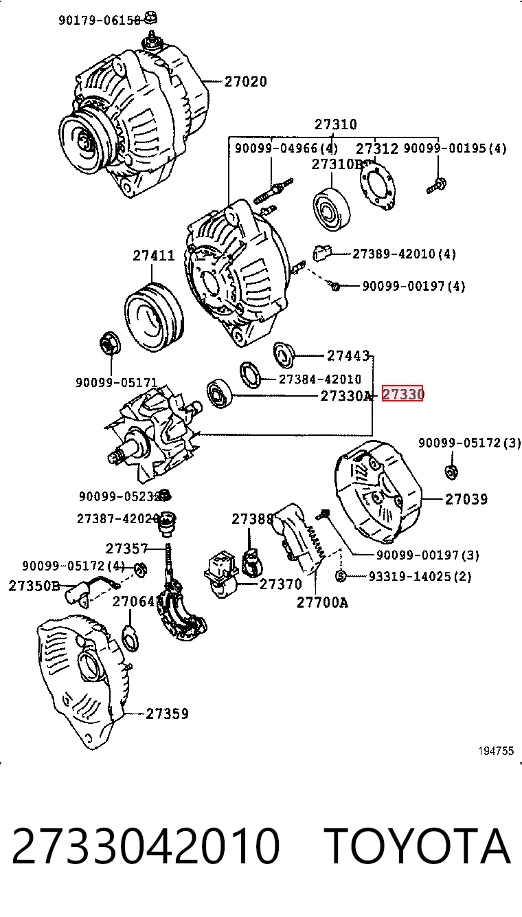 2733042010 Toyota Induzido (rotor) do gerador