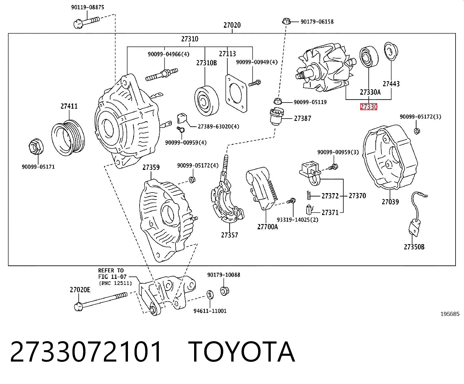 Induzido (rotor) do gerador Toyota Corolla  
