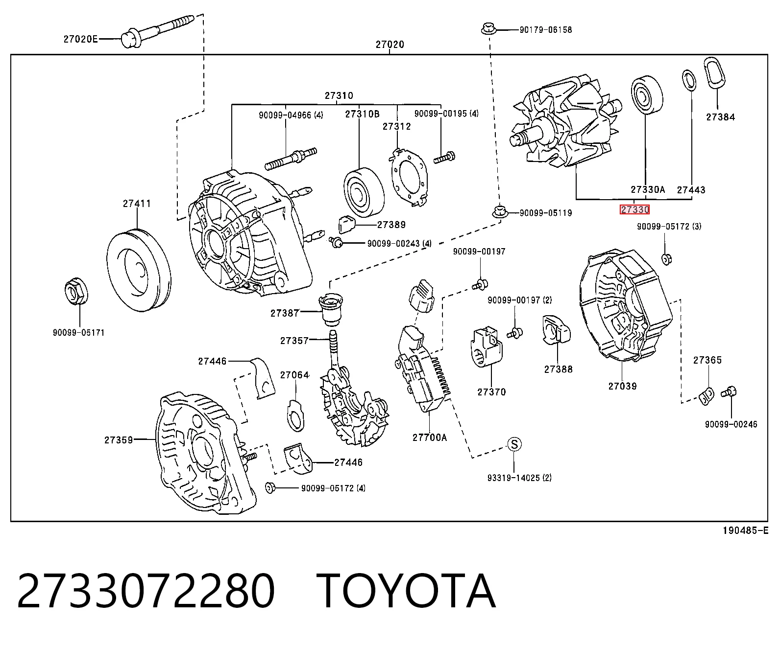 Induzido (rotor) do gerador para Toyota RAV4 II XA2