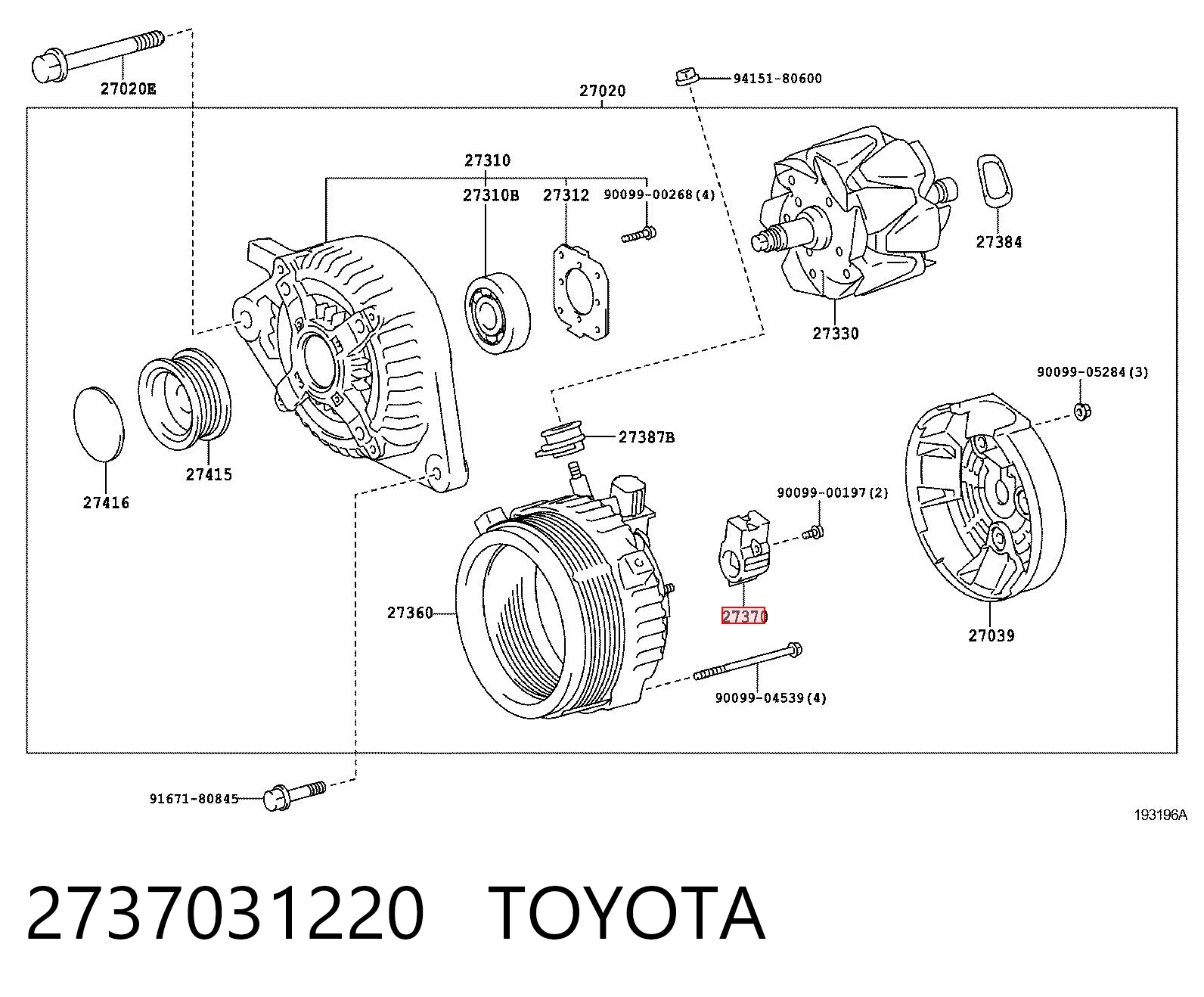 Escova do gerador para Toyota Corolla E18