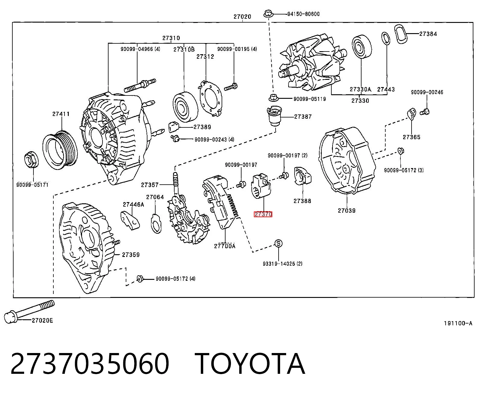 2737035060 Toyota Porta-escovas do gerador
