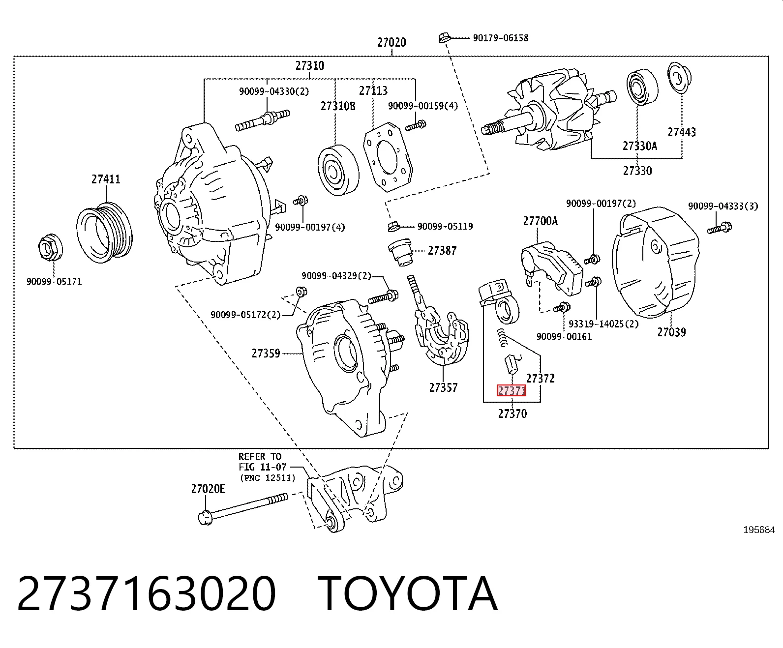 Escova do gerador para Toyota Corolla  E11