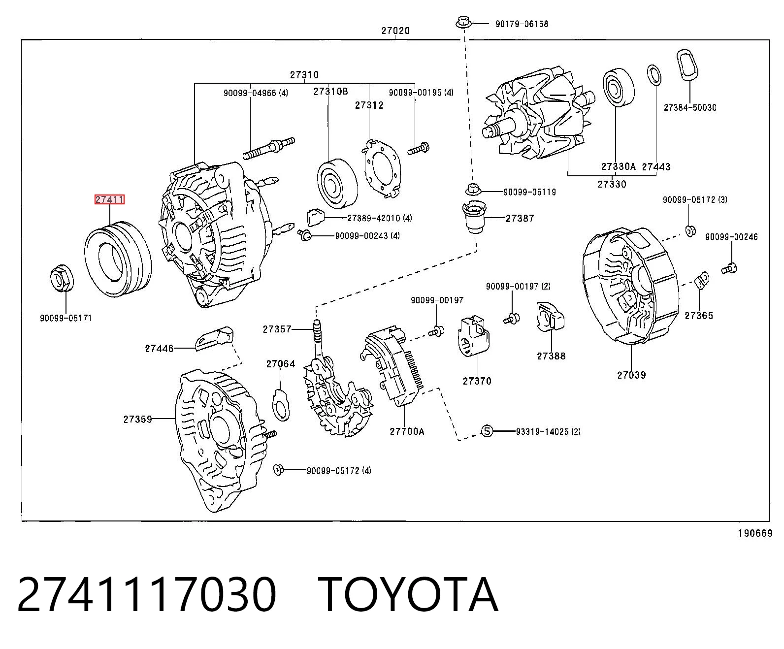 Polia do gerador Toyota Land Cruiser 100 J10