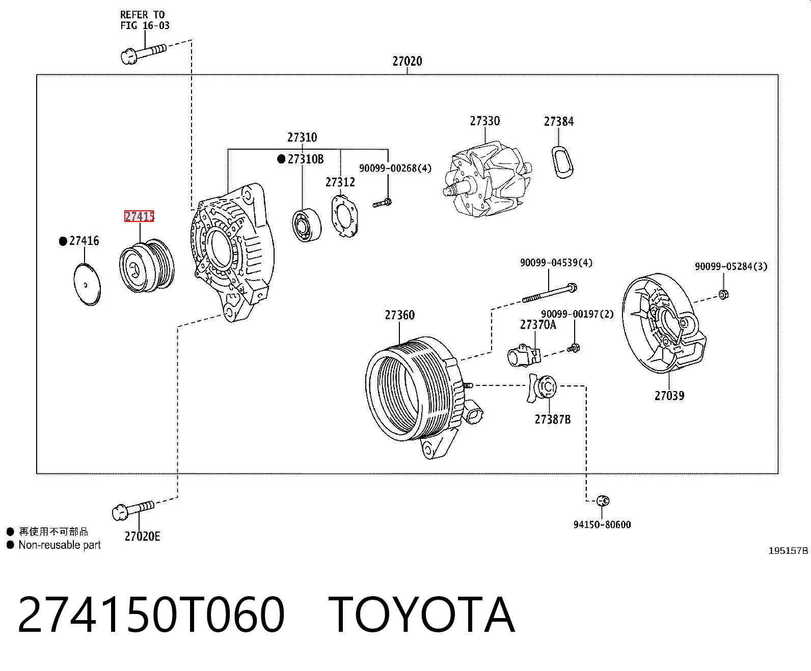 274150T060 Toyota Polia do gerador