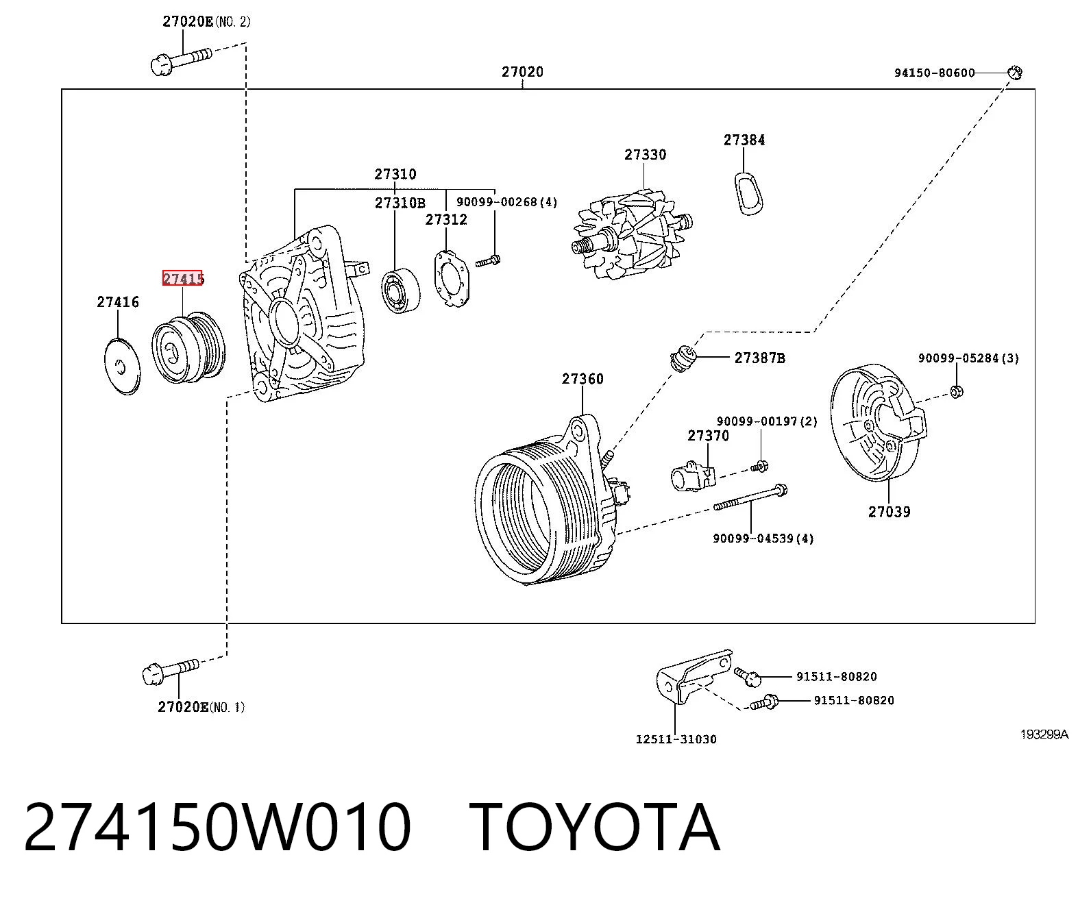 274150W010 Toyota Polia do gerador