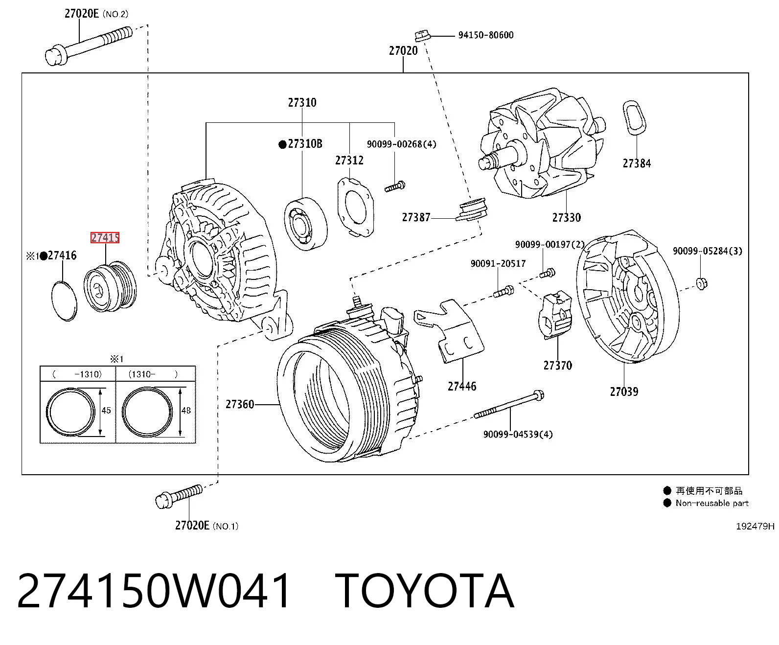 274150W041 Toyota Polia do gerador