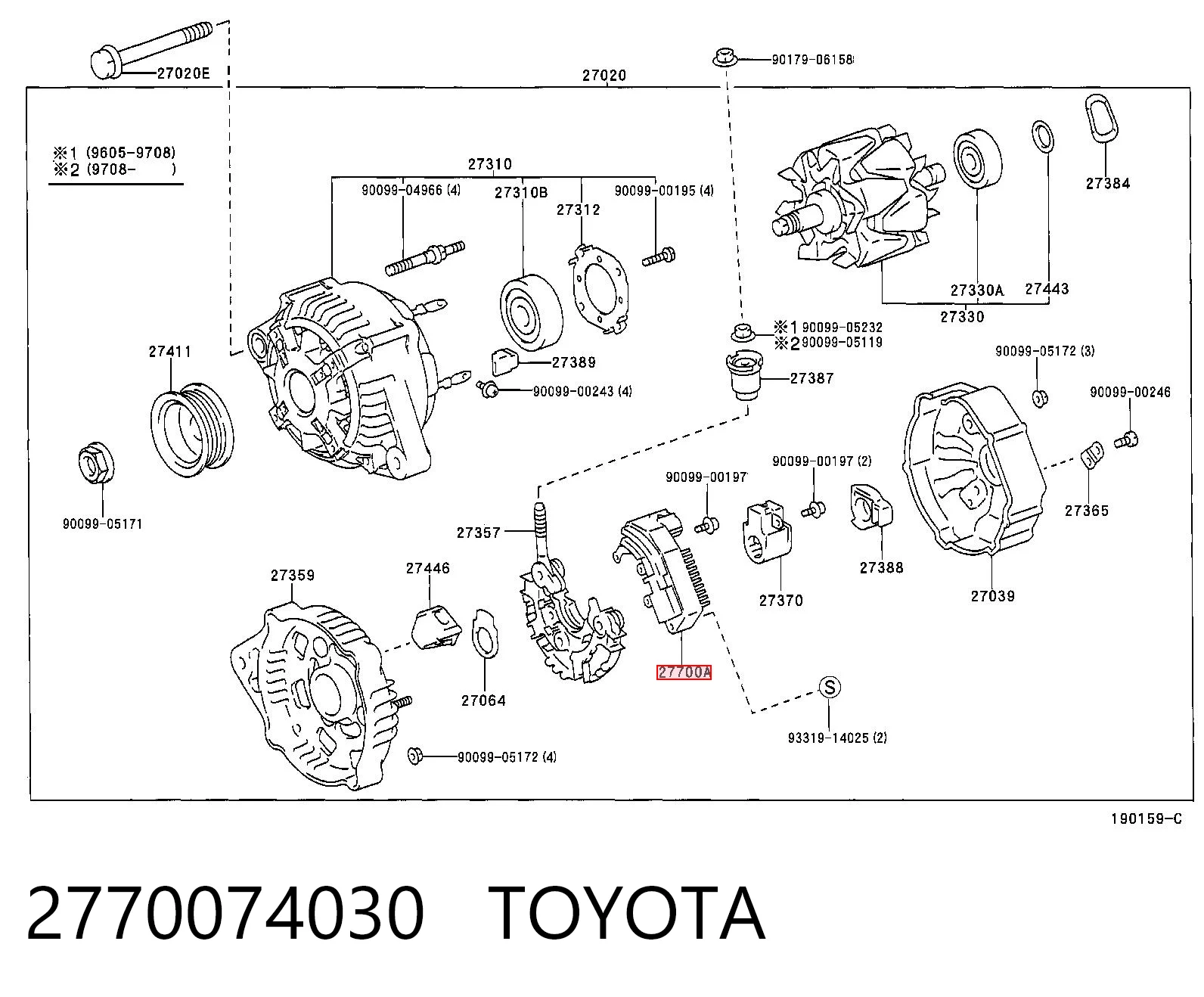 2770074030 Toyota Relê-regulador do gerador (relê de carregamento)