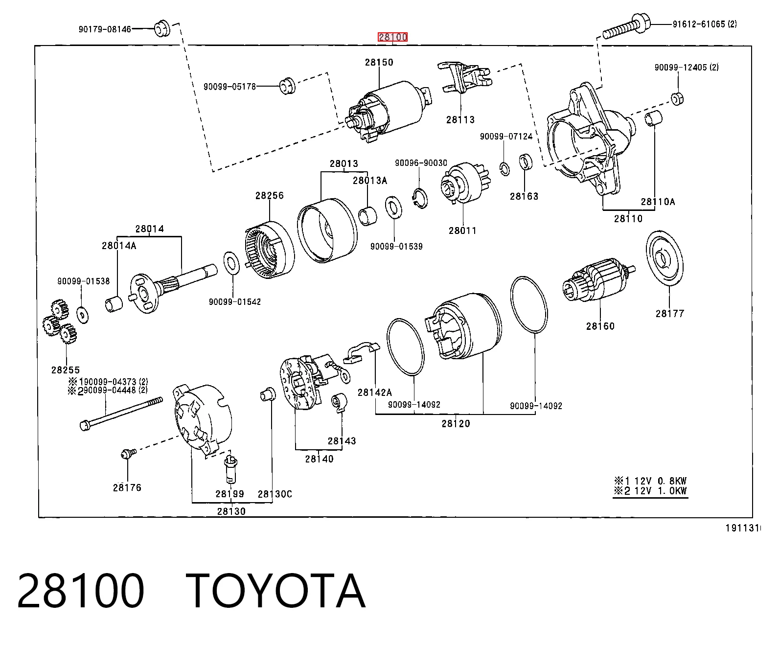 28100 Toyota Motor de arranco