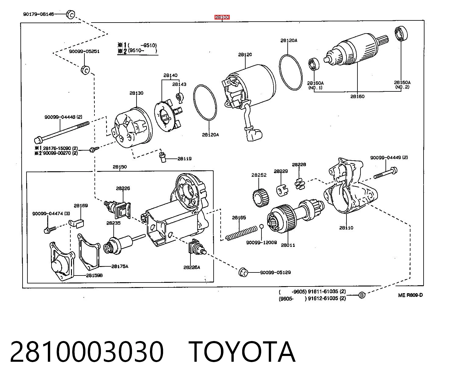 Motor de arranco para Toyota Celica  T16