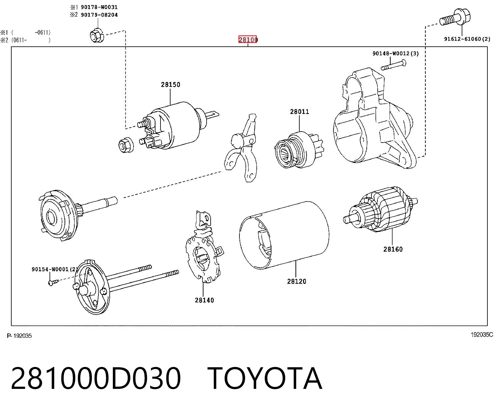 281000D030 Toyota Motor de arranco