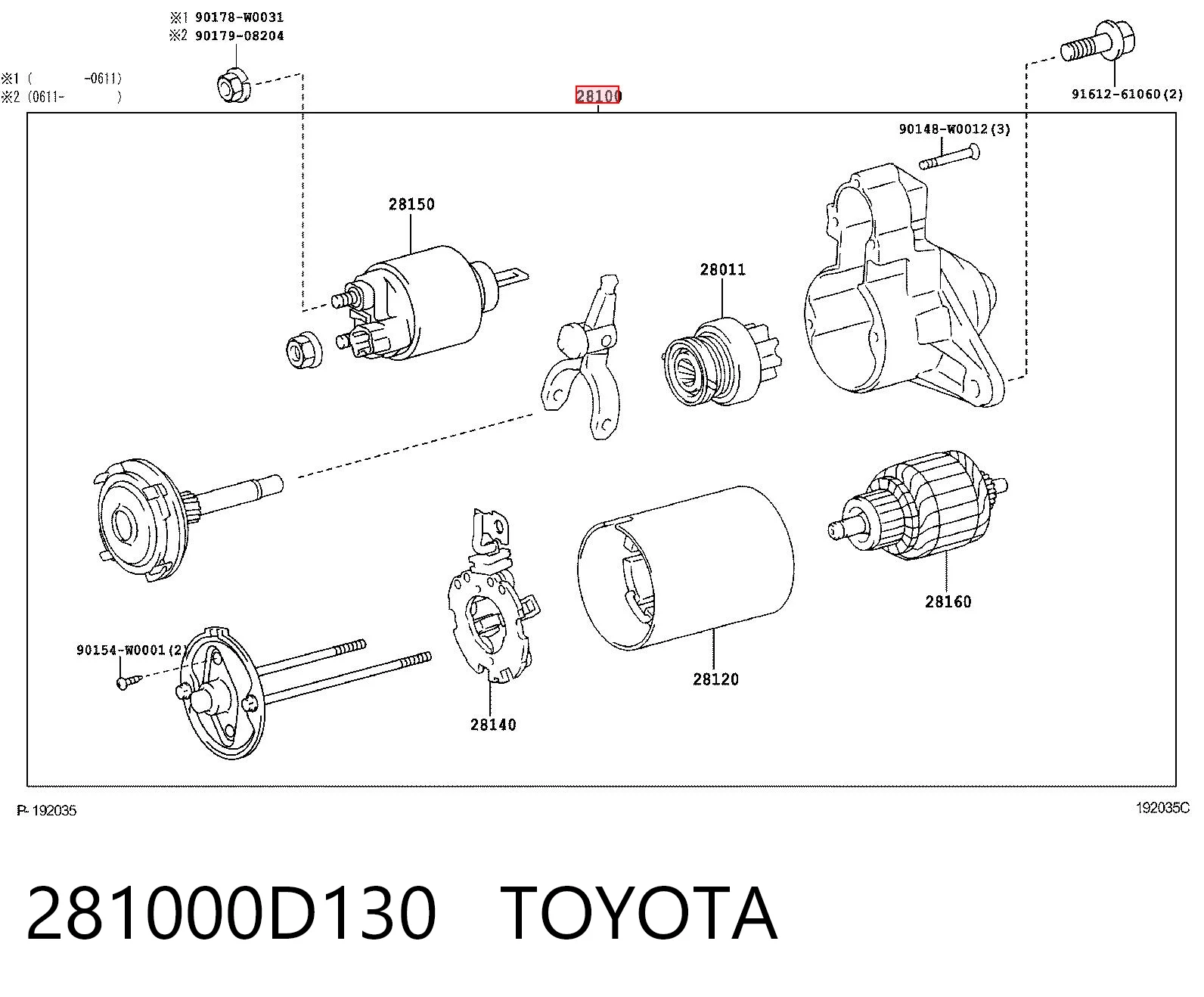 281000D130 Toyota Motor de arranco