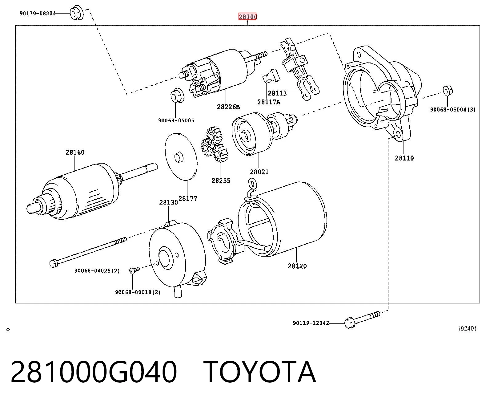 281000G040 Toyota Motor de arranco