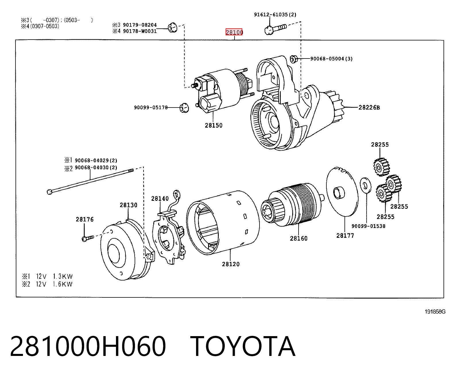 281000H060 Toyota Motor de arranco