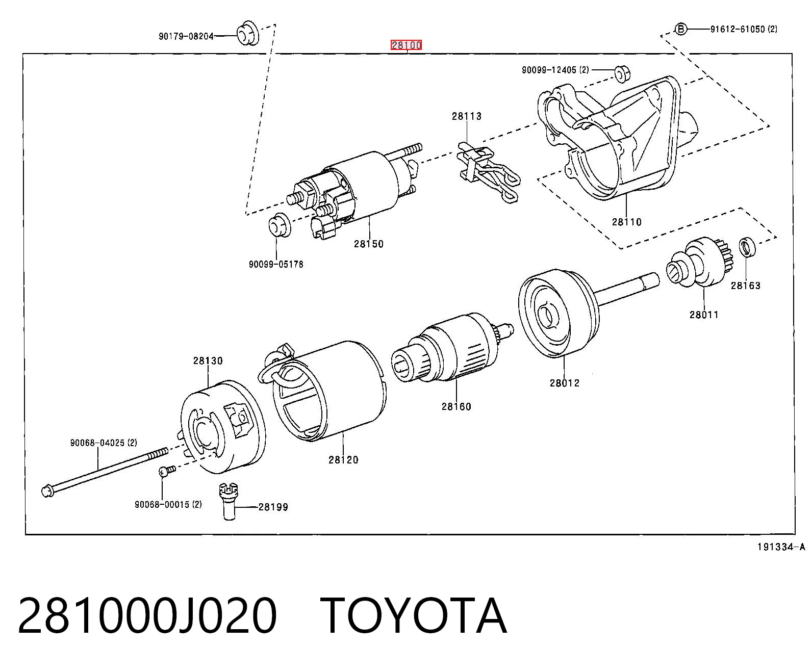281000J020 Toyota Motor de arranco