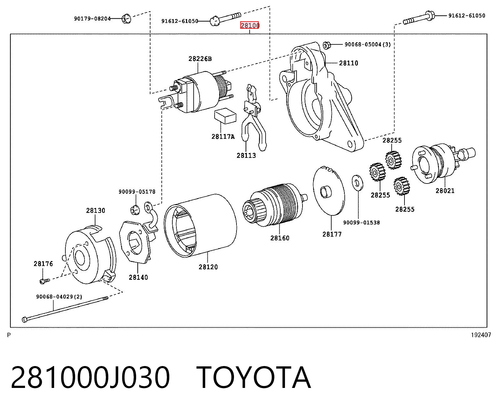 281000J030 Toyota Motor de arranco