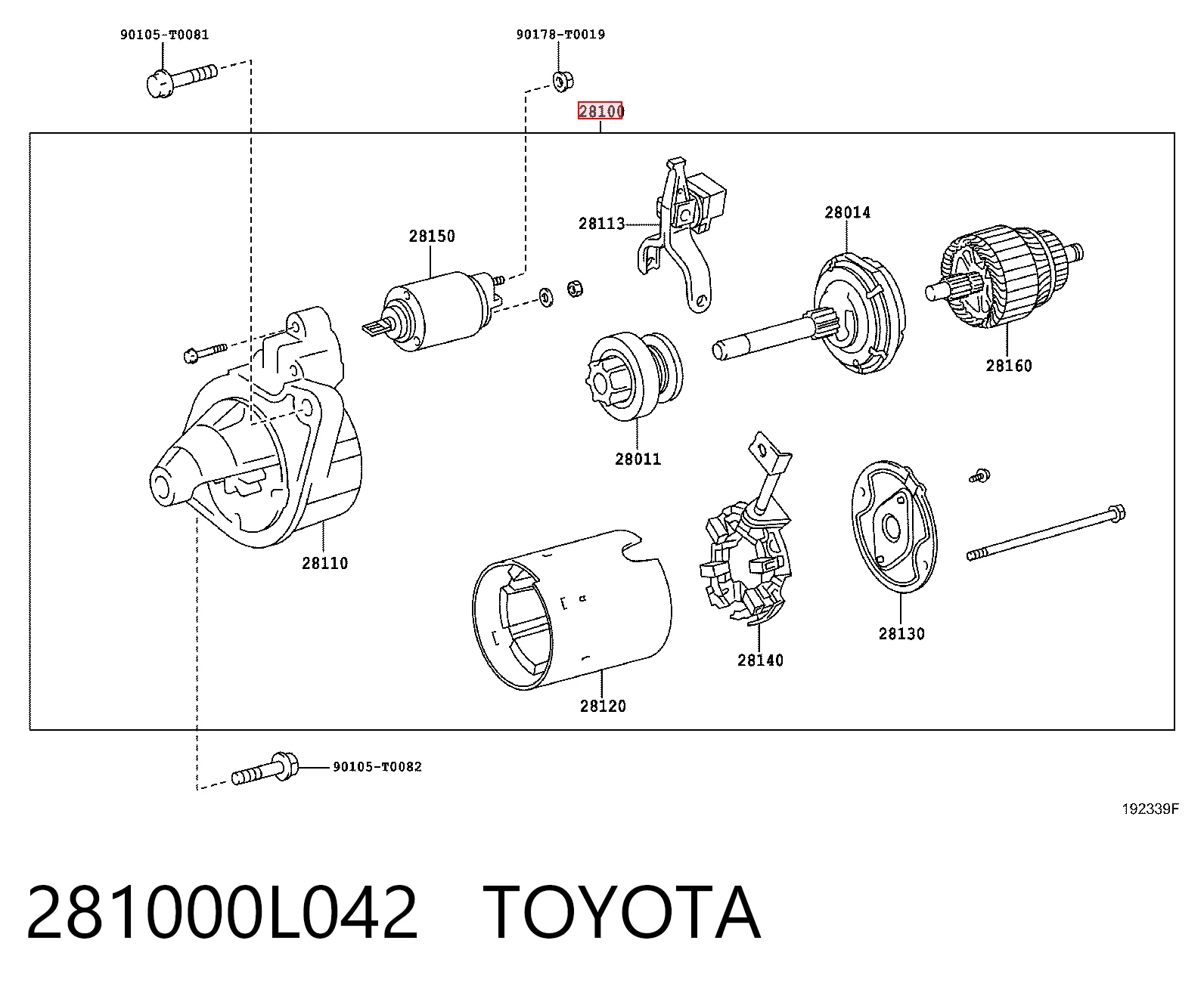 281000L042 Toyota Motor de arranco