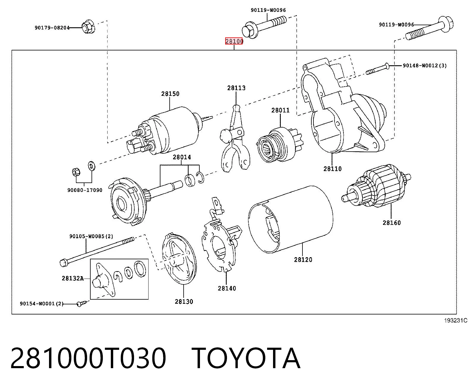 281000T030 Toyota Motor de arranco