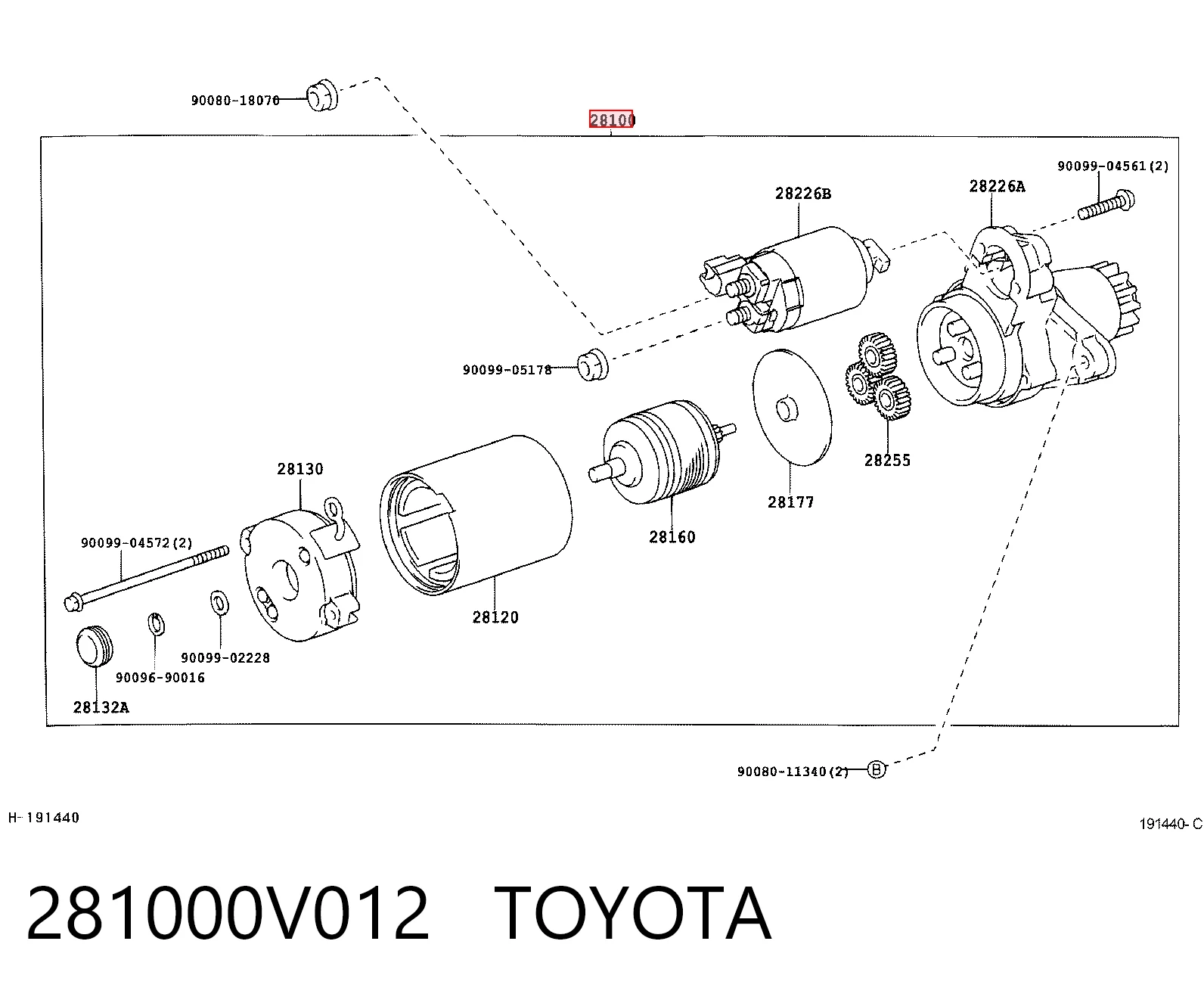 281000V012 Toyota Motor de arranco