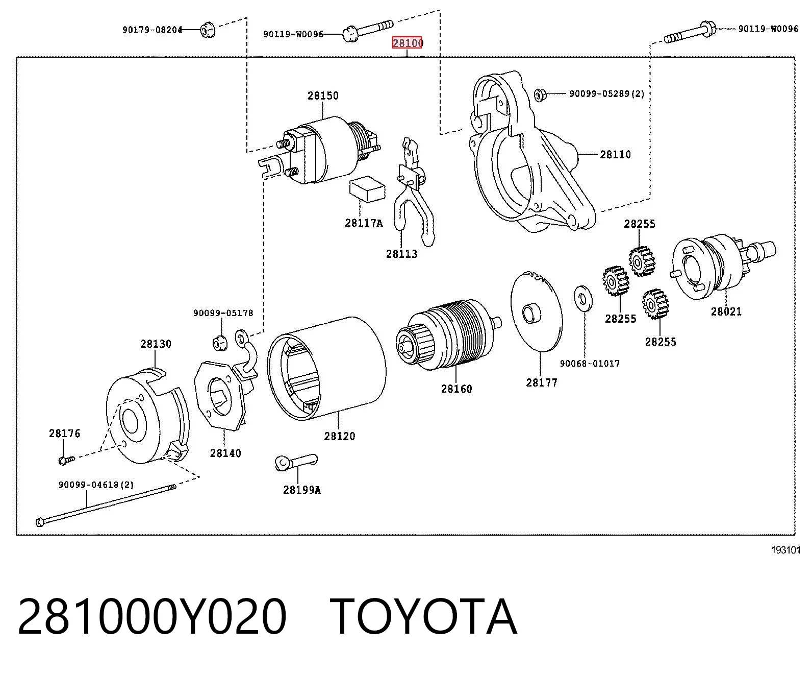 281000Y020 Toyota Motor de arranco