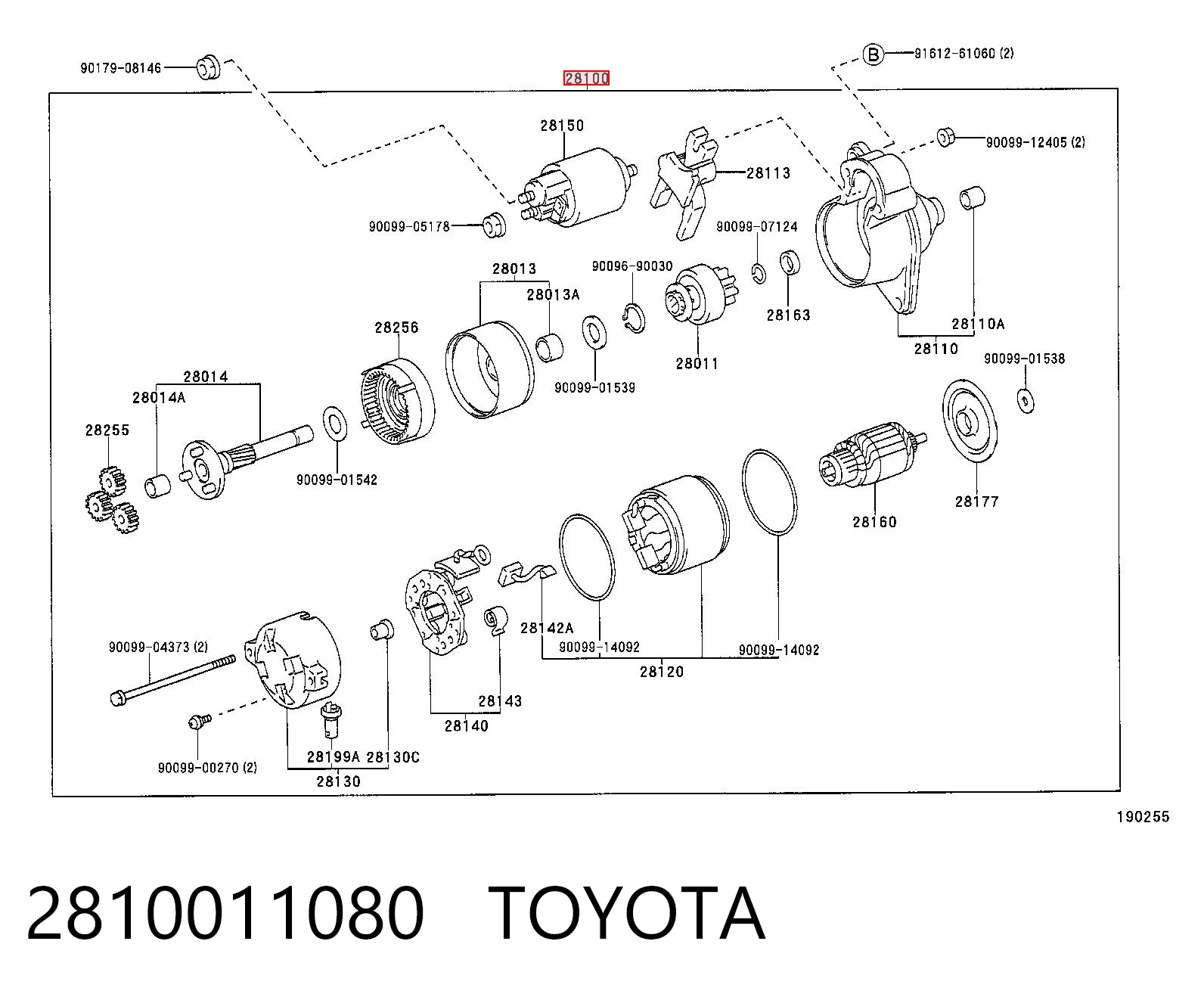 2810011080 Toyota Motor de arranco