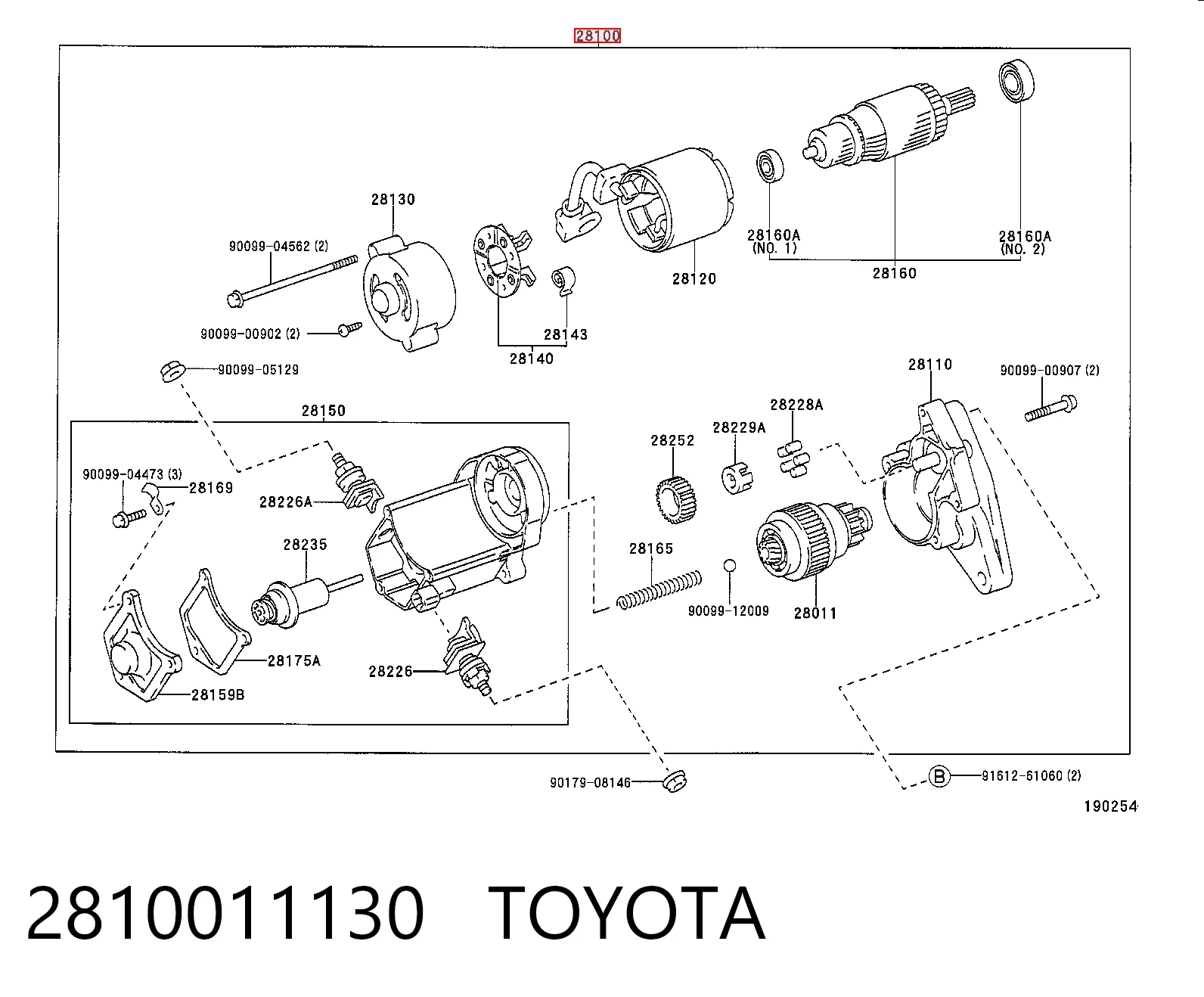 2810011130 Toyota Motor de arranco