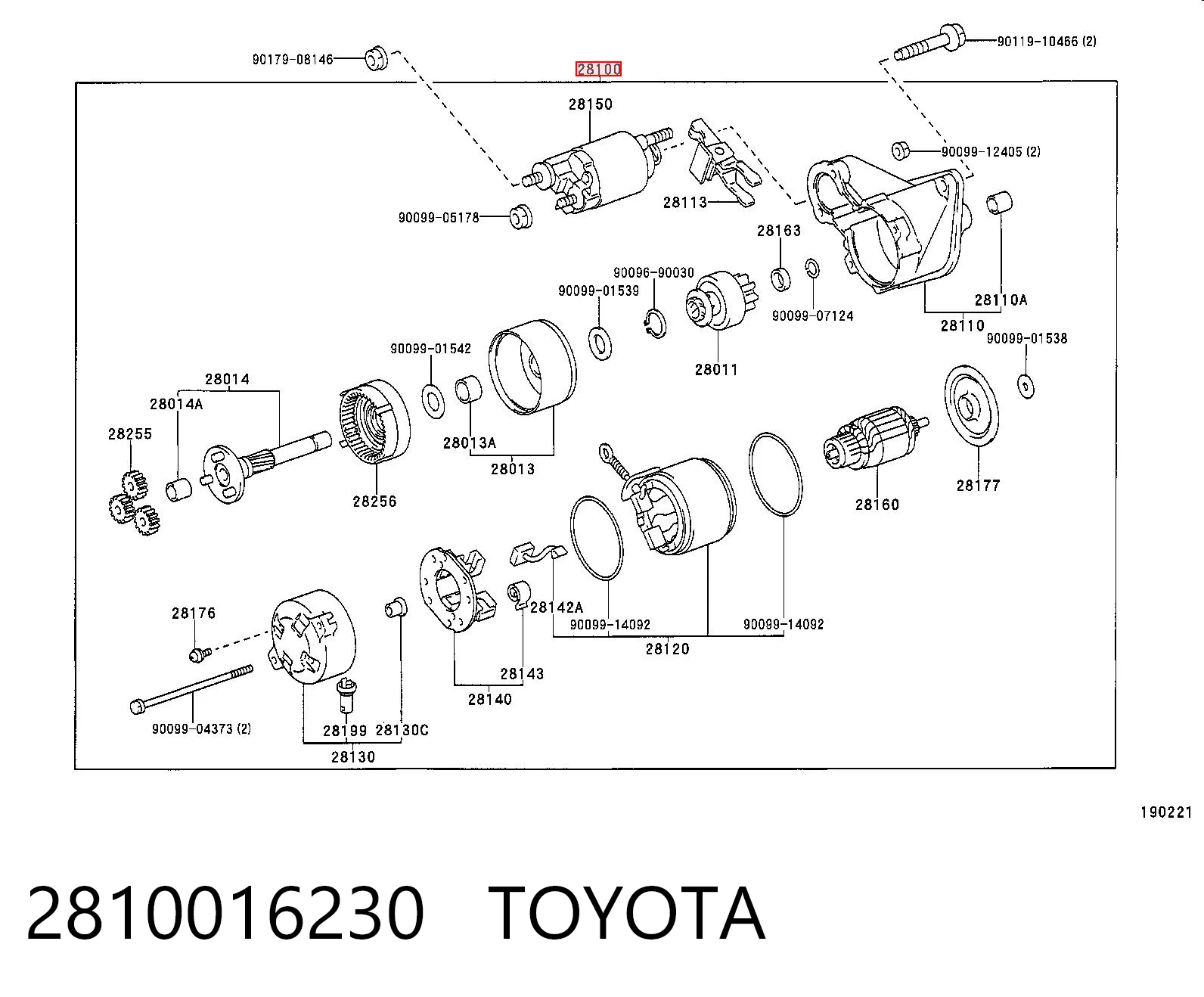 2810016230 Toyota Motor de arranco