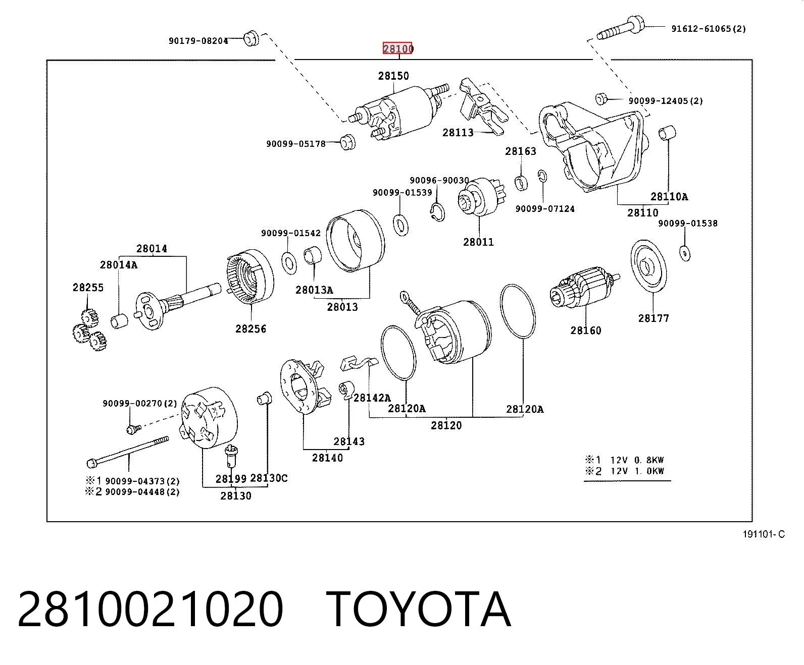 2810021020 Toyota Motor de arranco