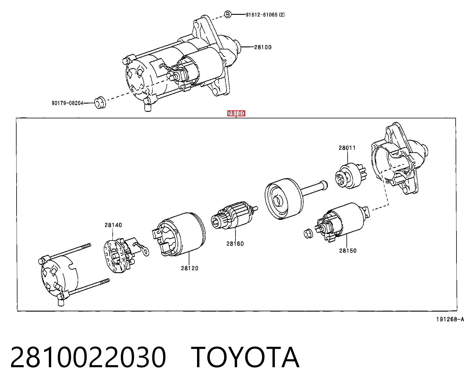 2810022030 Toyota Motor de arranco