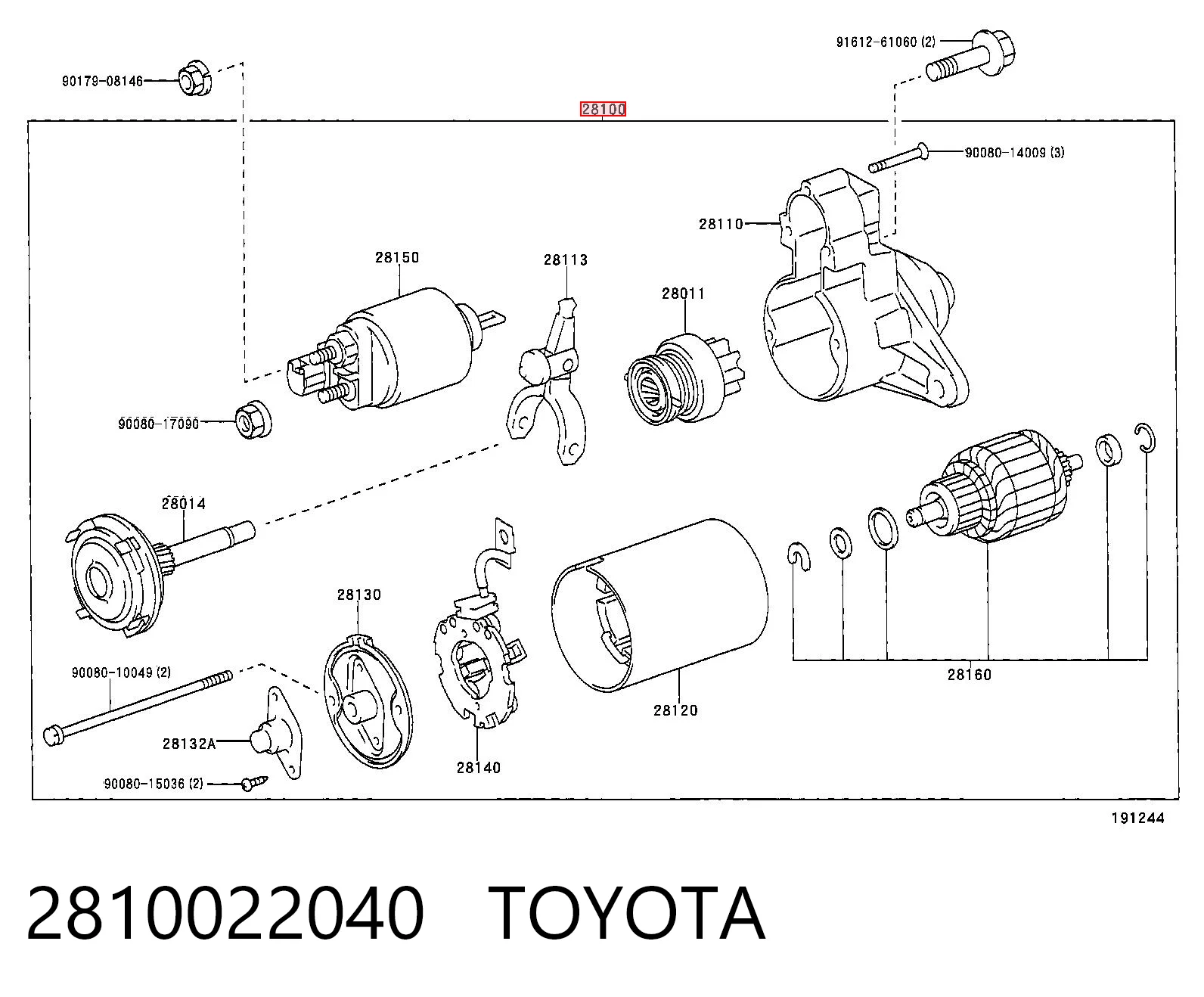 2810022040 Toyota Motor de arranco