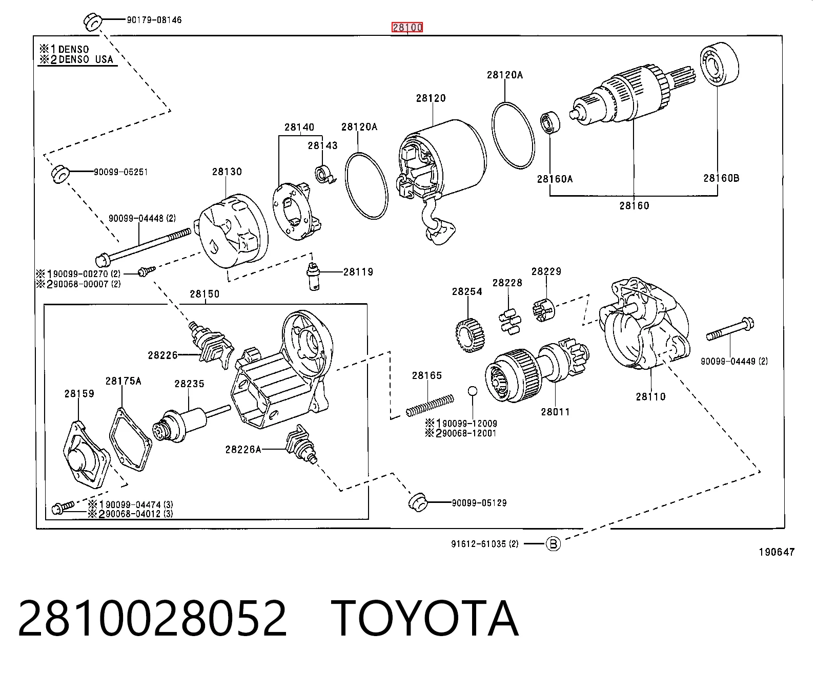 2810028052 Toyota Motor de arranco