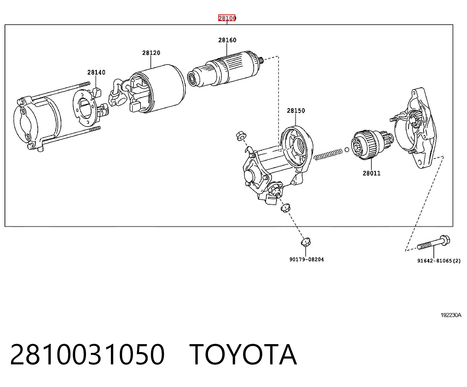 2810031050 Toyota Motor de arranco