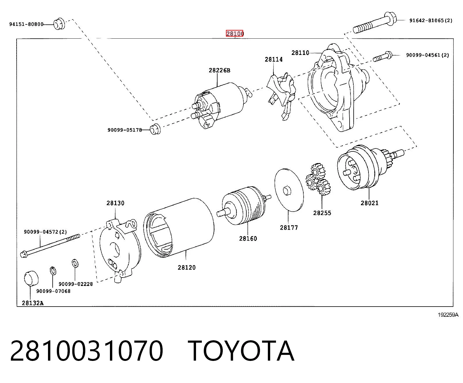 2810031070 Toyota Motor de arranco