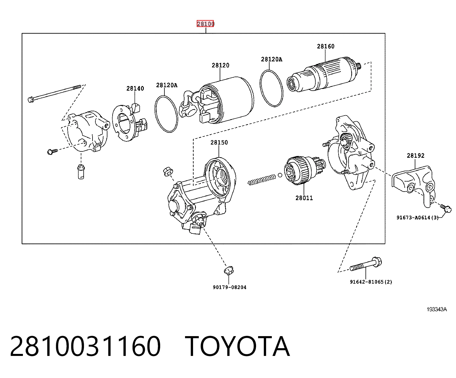 2810031160 Toyota Motor de arranco