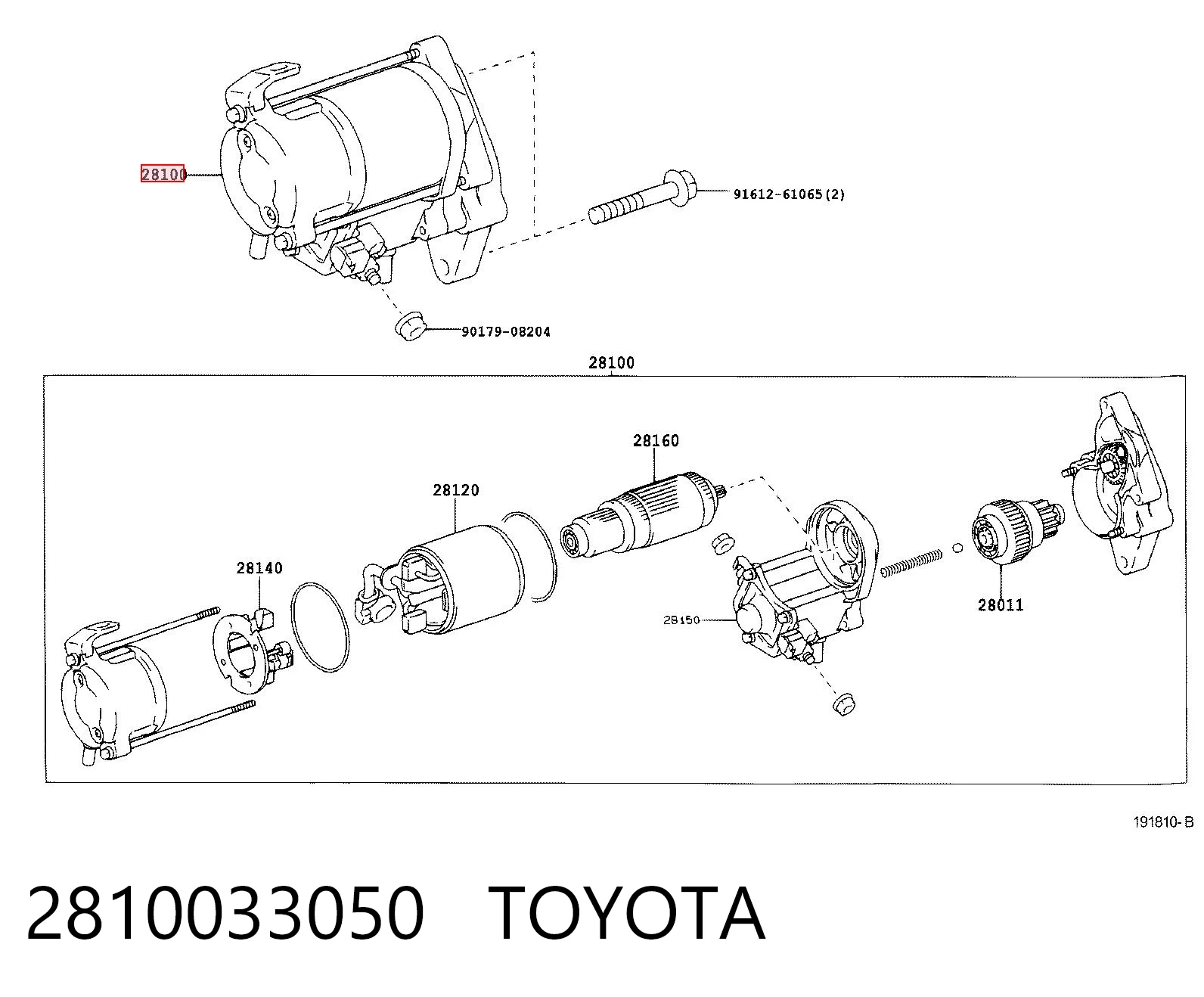 2810033050 Toyota Motor de arranco