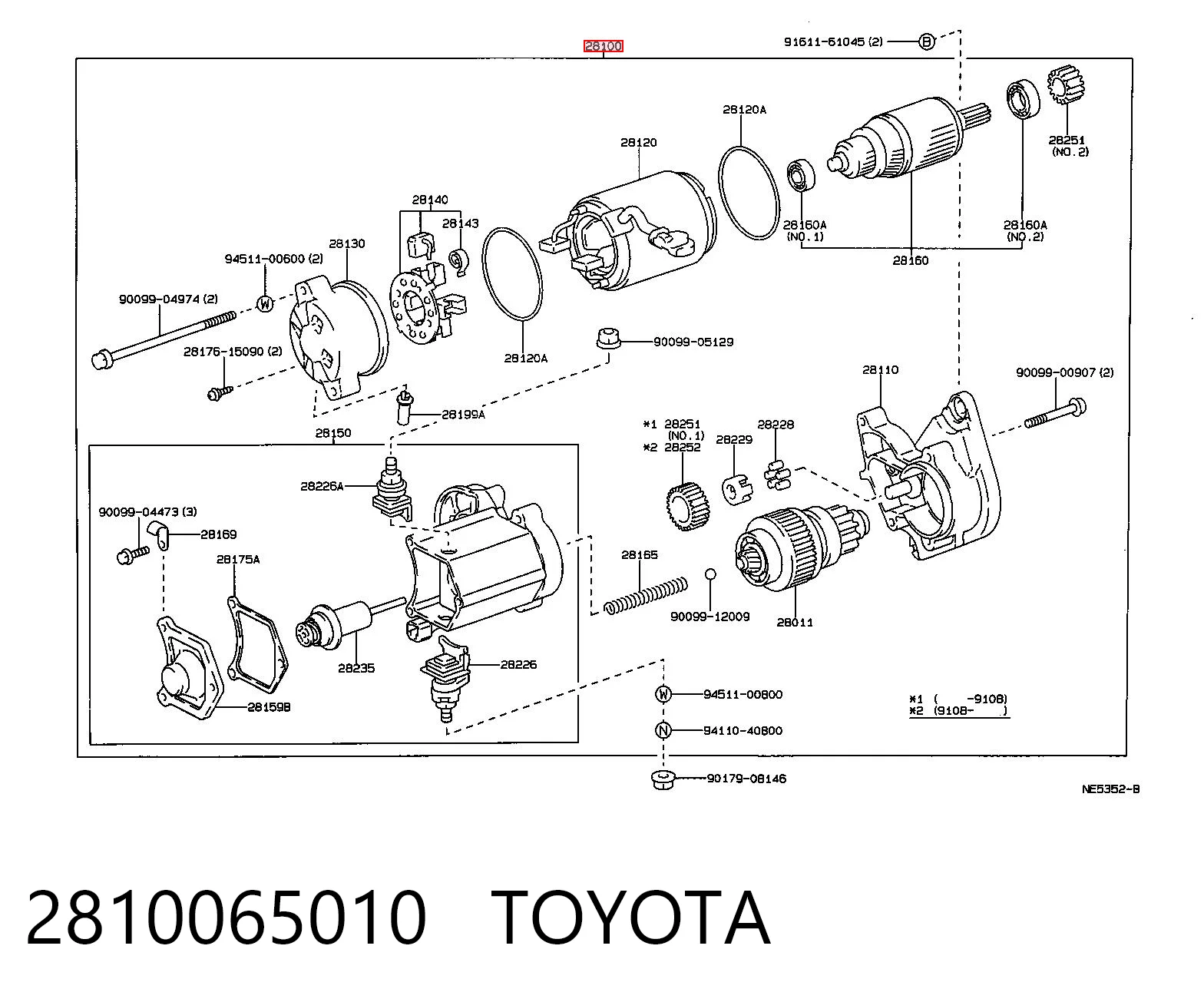 2810065010 Toyota Motor de arranco