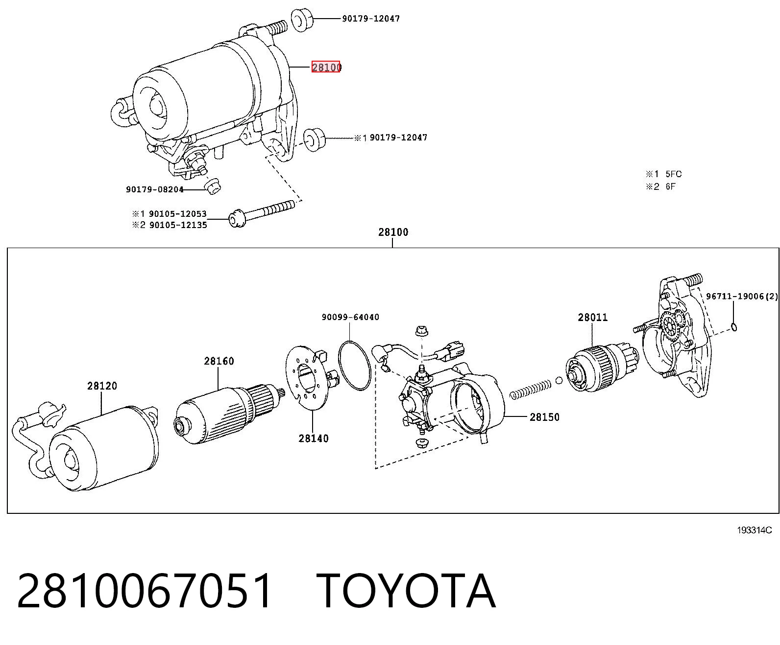 2810067051 Toyota Motor de arranco