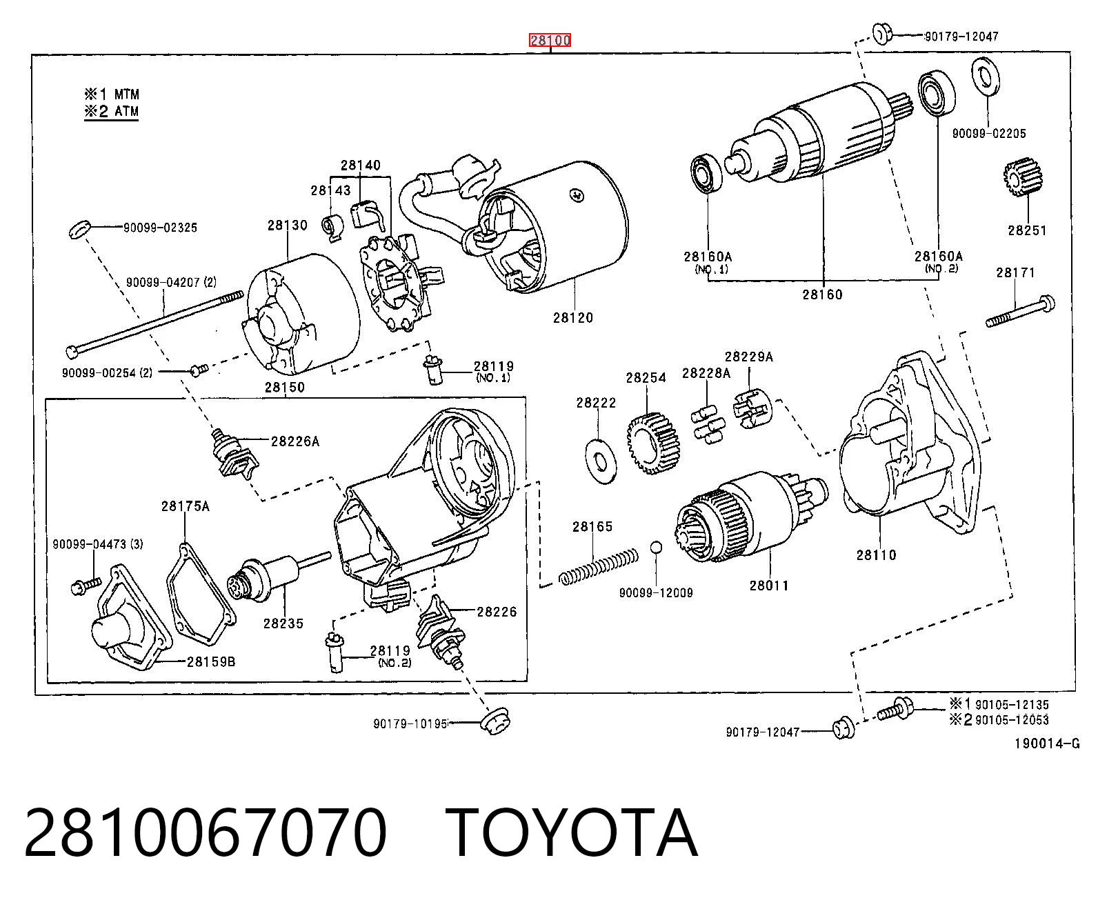 2810067070 Toyota Motor de arranco