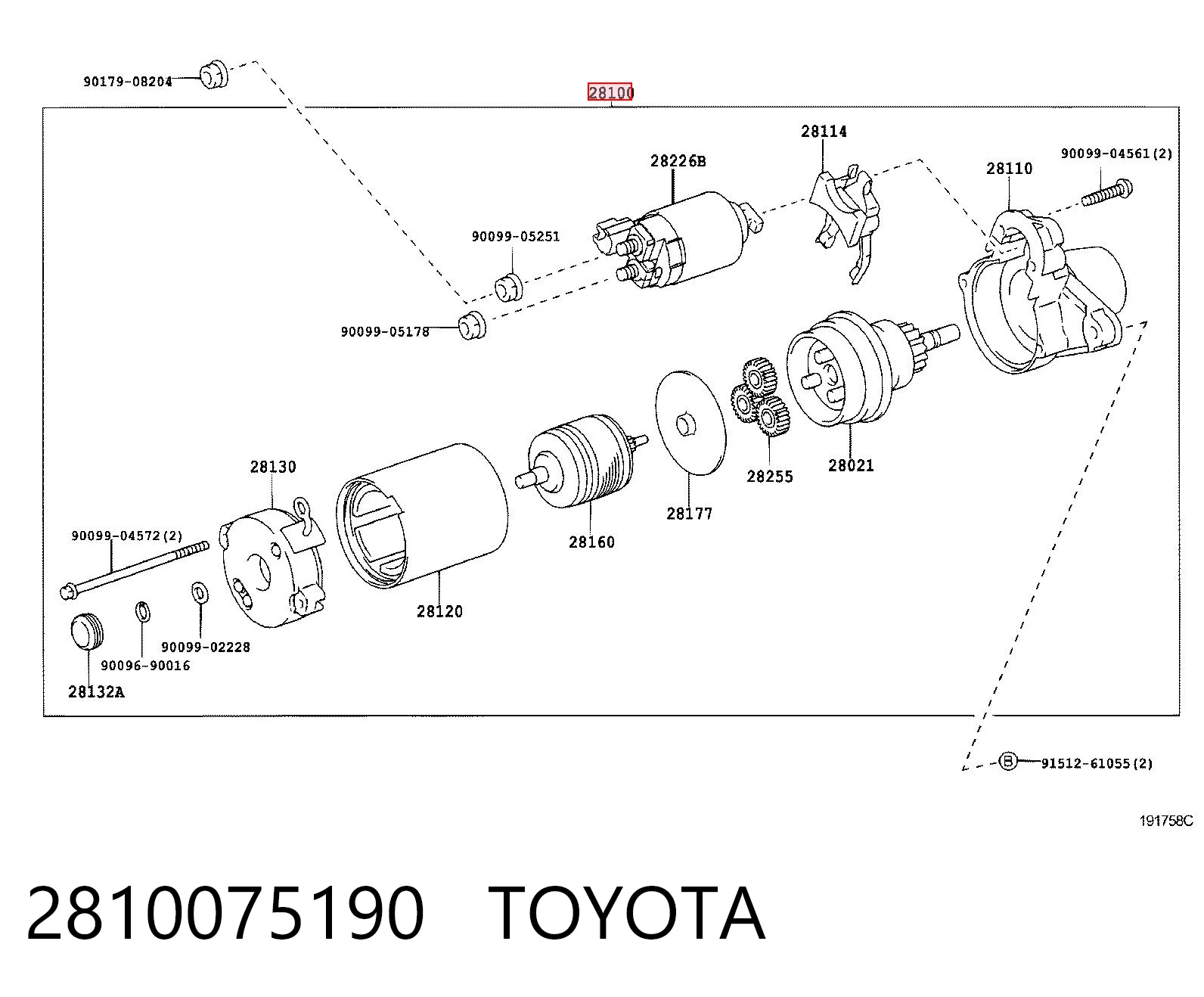 2810075190 Toyota Motor de arranco