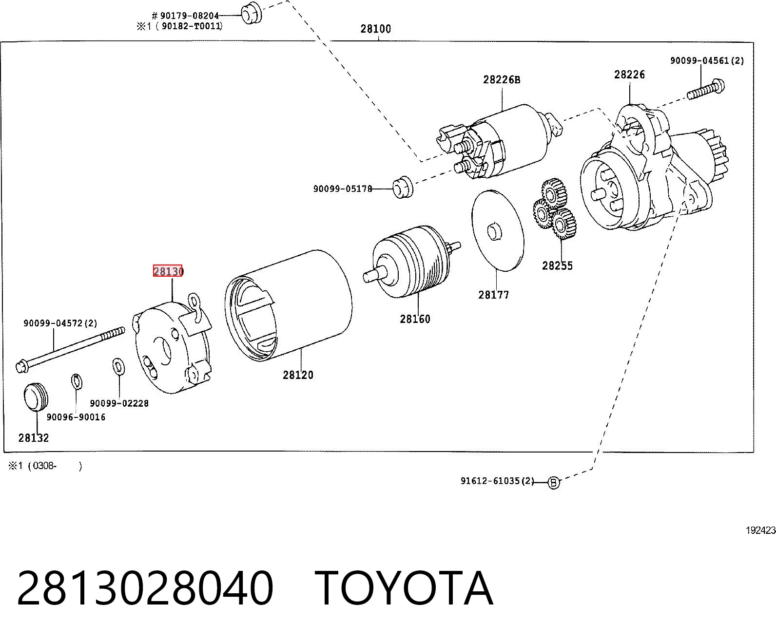 2813028040 Toyota Porta-escovas do motor de arranco