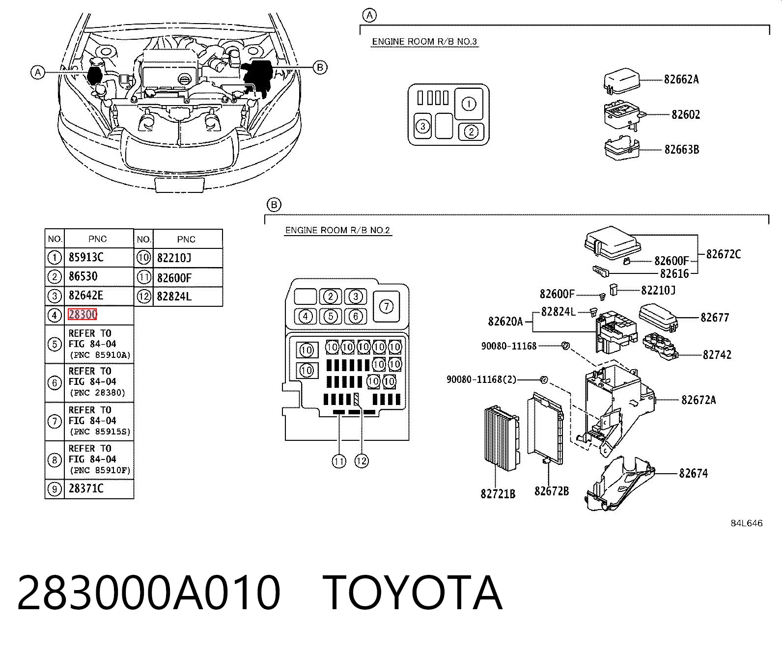 283000A010 Toyota Relê do motor de arranco