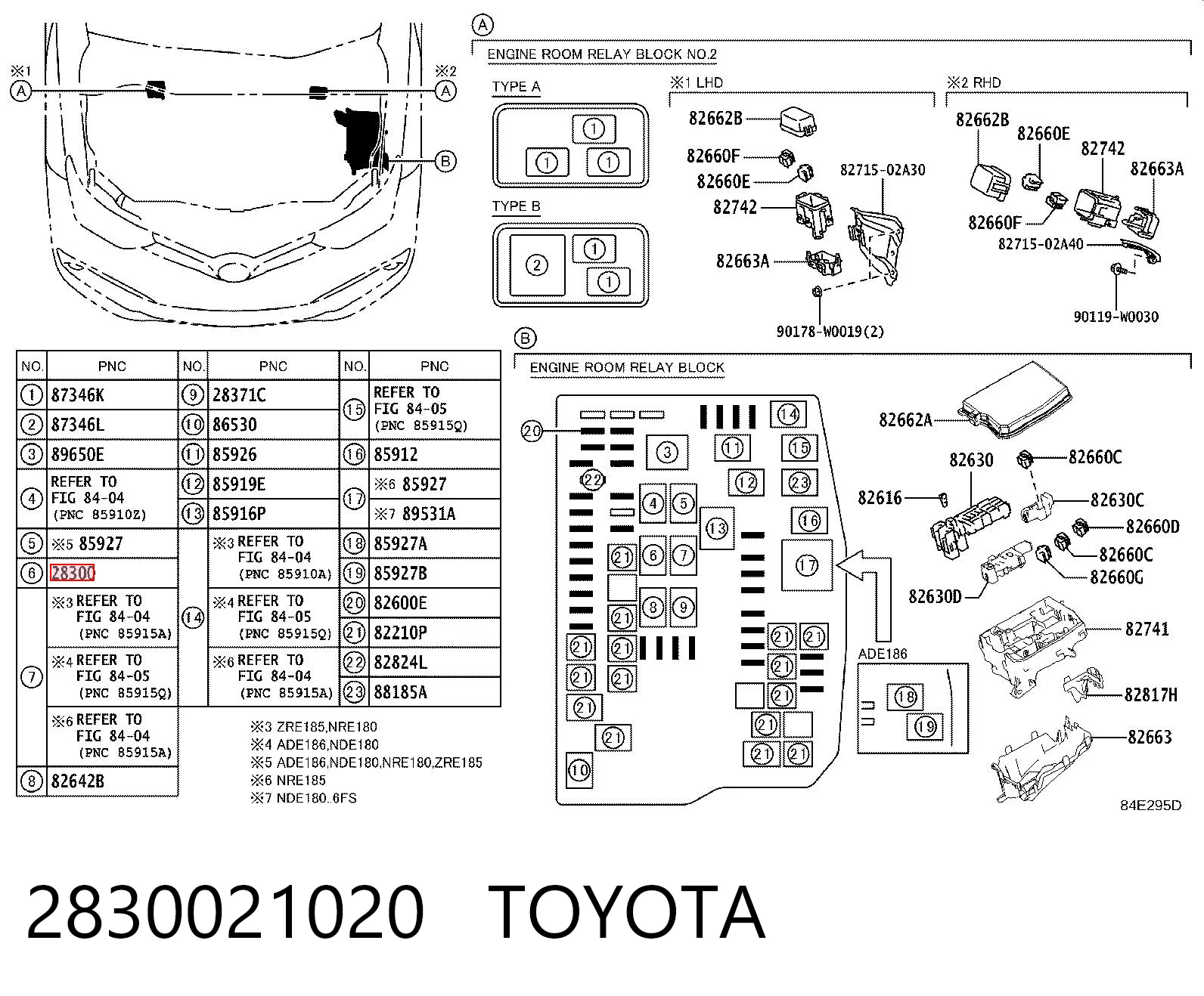 2830021020 Toyota Relê do motor de arranco