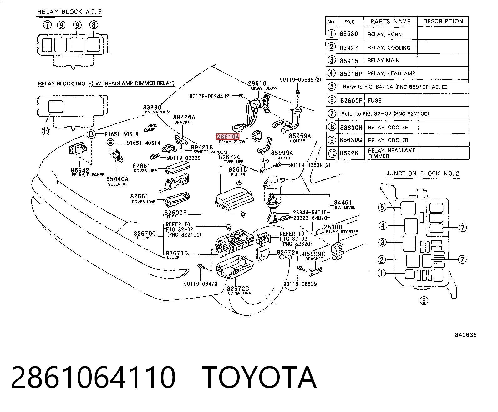 2861064110 Toyota Relê das velas de incandescência
