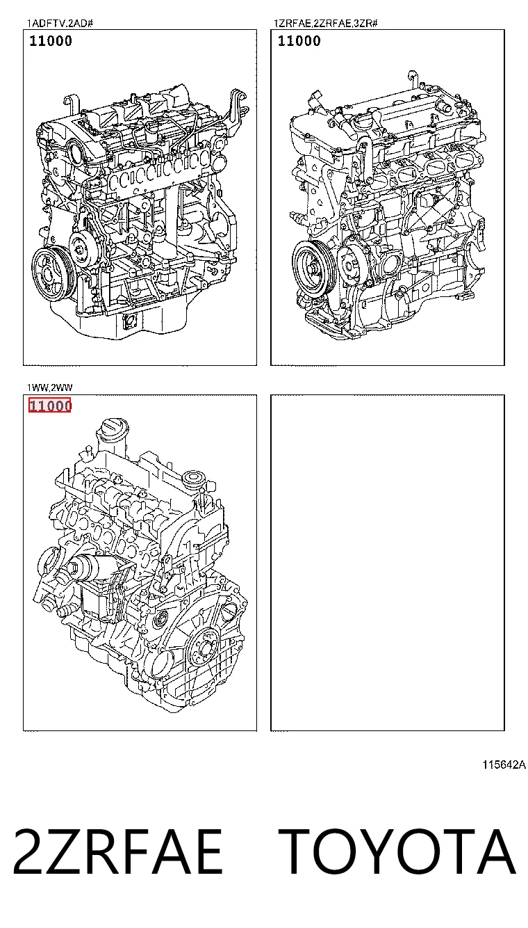 2ZRFAE Toyota Motor montado