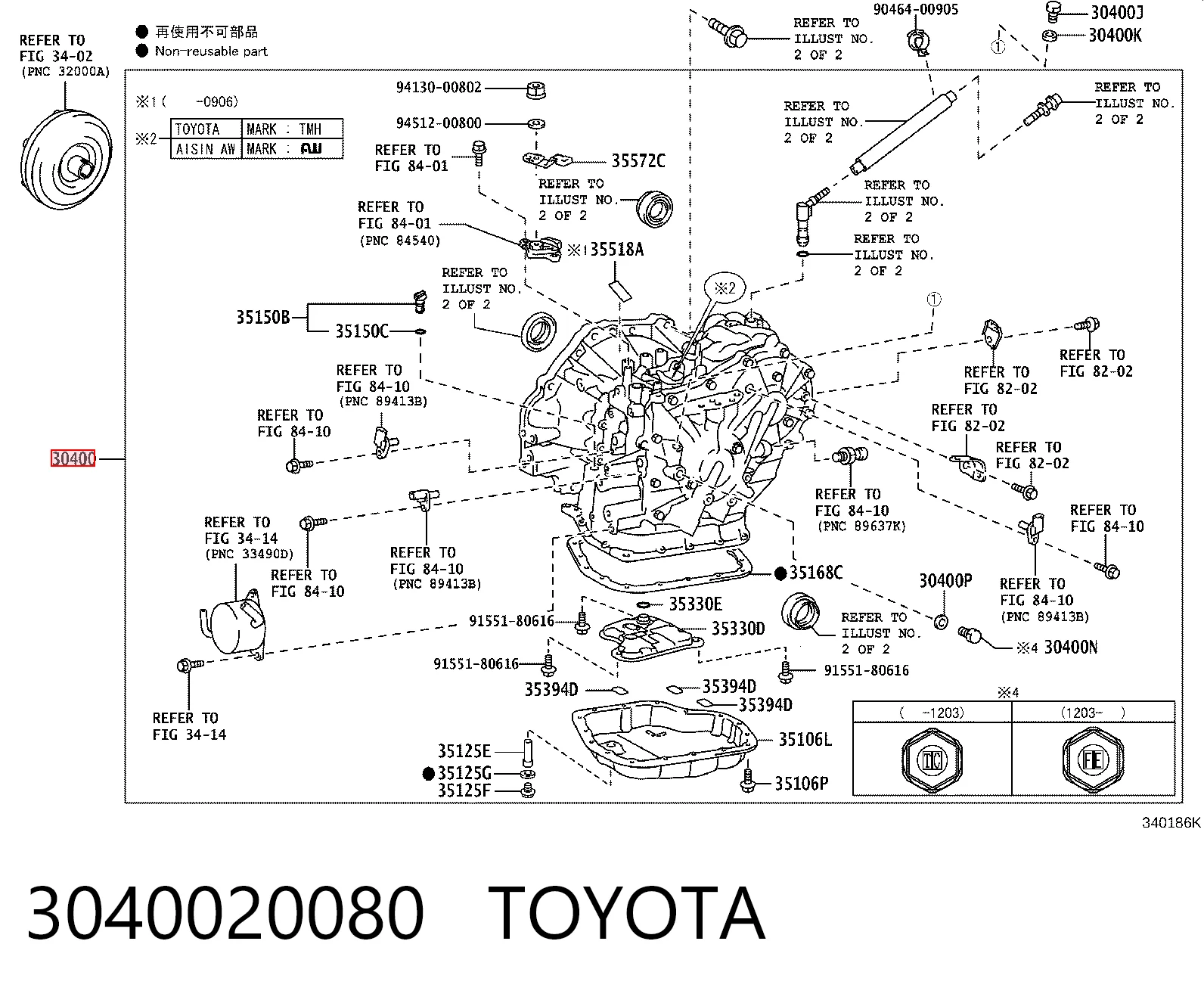 3040020080 Toyota Caixa Automática de Mudança montada