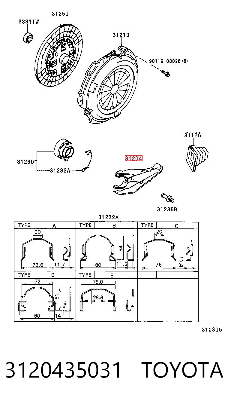 Forquilha de embraiagem Toyota Land Cruiser 90 J9