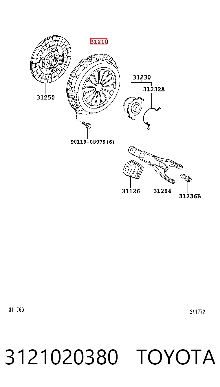  Cesta de embraiagem Toyota Auris UKP hatchback (E15) (2007 - 2013) UKP