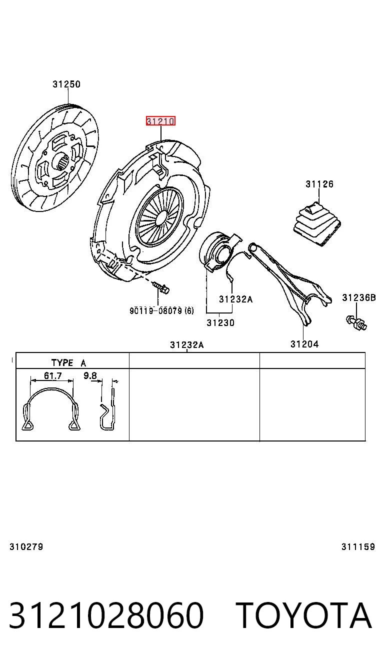  Cesta de embraiagem Toyota Avensis Verso monovolume (LCM) (2001 - 2009) Verso