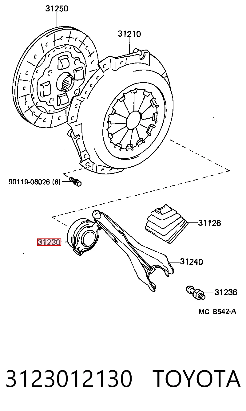 Rolamento de liberação de embraiagem Toyota Corolla  E8