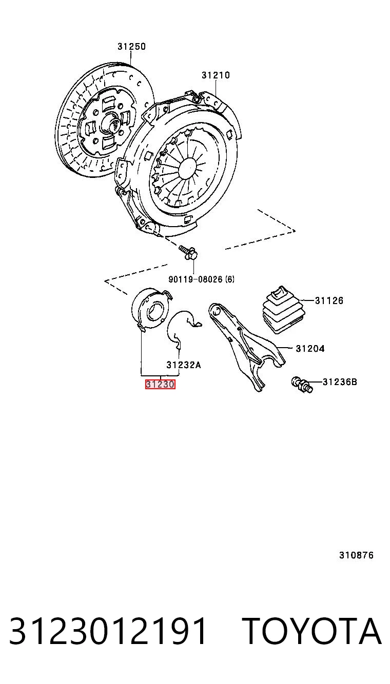 3123012191 Toyota Rolamento de liberação de embraiagem