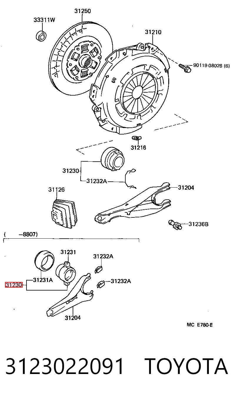 Rolamento de liberação de embraiagem Toyota Hilux  N